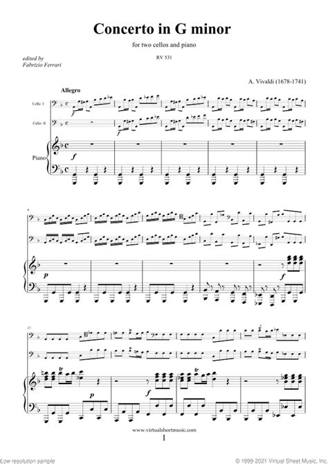 Vivaldi - Double Cello Concerto In G Minor RV531 For Two Cellos, Strings And Cembalo